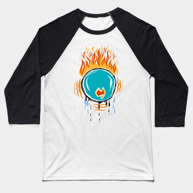 Illustration of a burning world Baseball T-Shirt by Dani Vittz